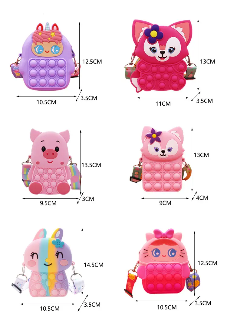 Unicorn Press Bubble Bag for Kids Crossbody Silicone Purse — feature 19