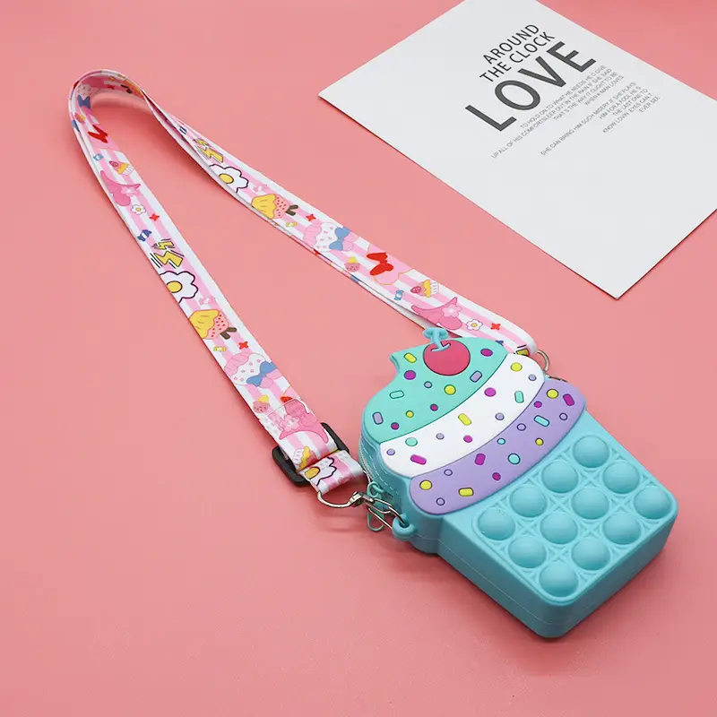 Unicorn Press Bubble Bag for Kids Crossbody Silicone Purse