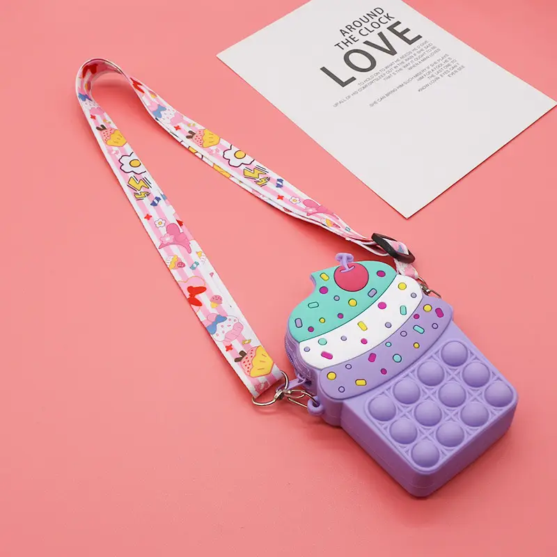Unicorn Press Bubble Bag for Kids Crossbody Silicone Purse
