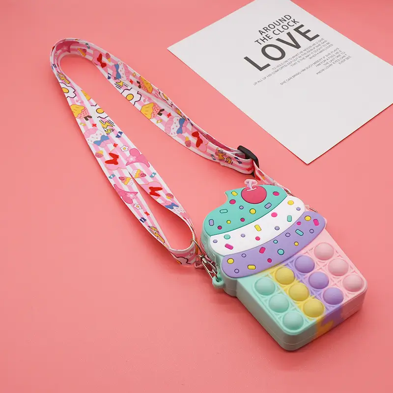 Unicorn Press Bubble Bag for Kids Crossbody Silicone Purse