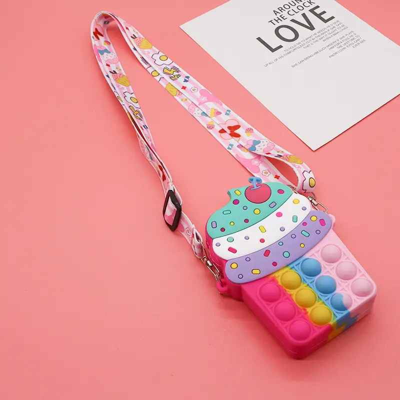 Unicorn Press Bubble Bag for Kids Crossbody Silicone Purse