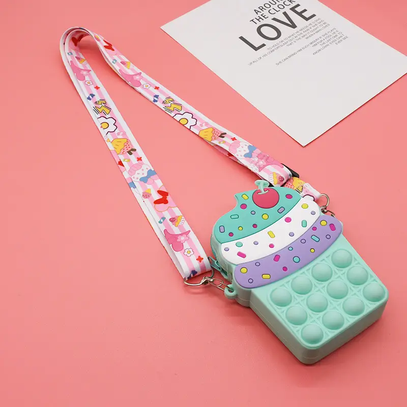 Unicorn Press Bubble Bag for Kids Crossbody Silicone Purse