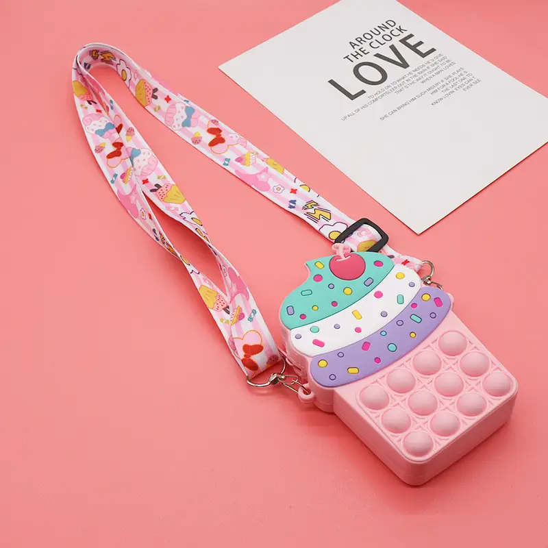 Unicorn Press Bubble Bag for Kids Crossbody Silicone Purse