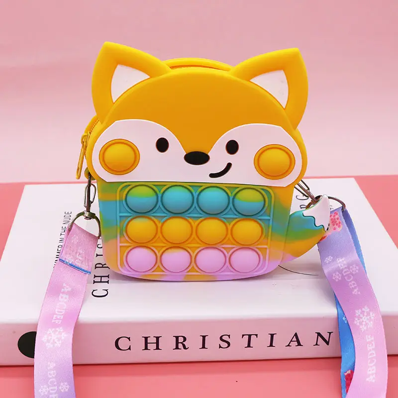 Unicorn Press Bubble Bag for Kids Crossbody Silicone Purse