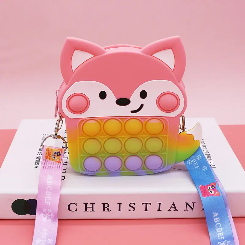 Unicorn Press Bubble Bag for Kids Crossbody Silicone Purse