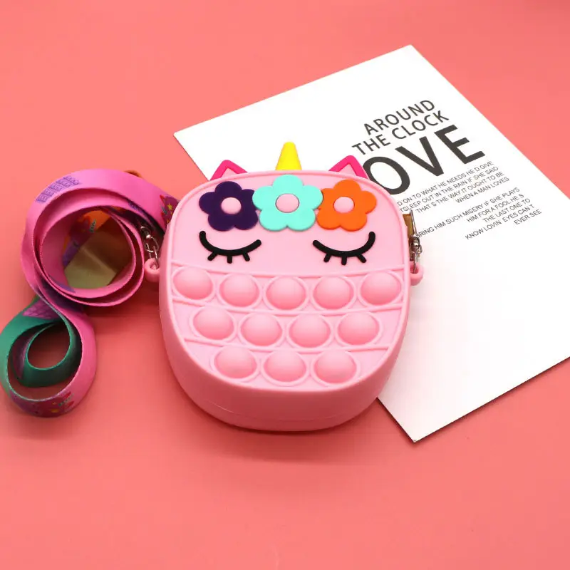 Unicorn Press Bubble Bag for Kids Crossbody Silicone Purse