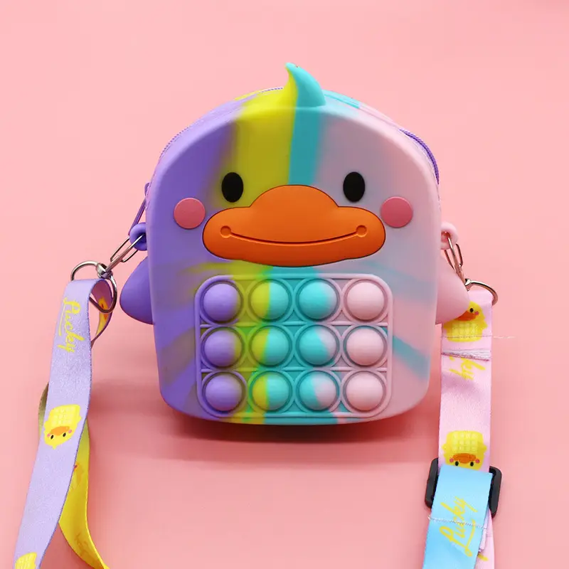 Unicorn Press Bubble Bag for Kids Crossbody Silicone Purse