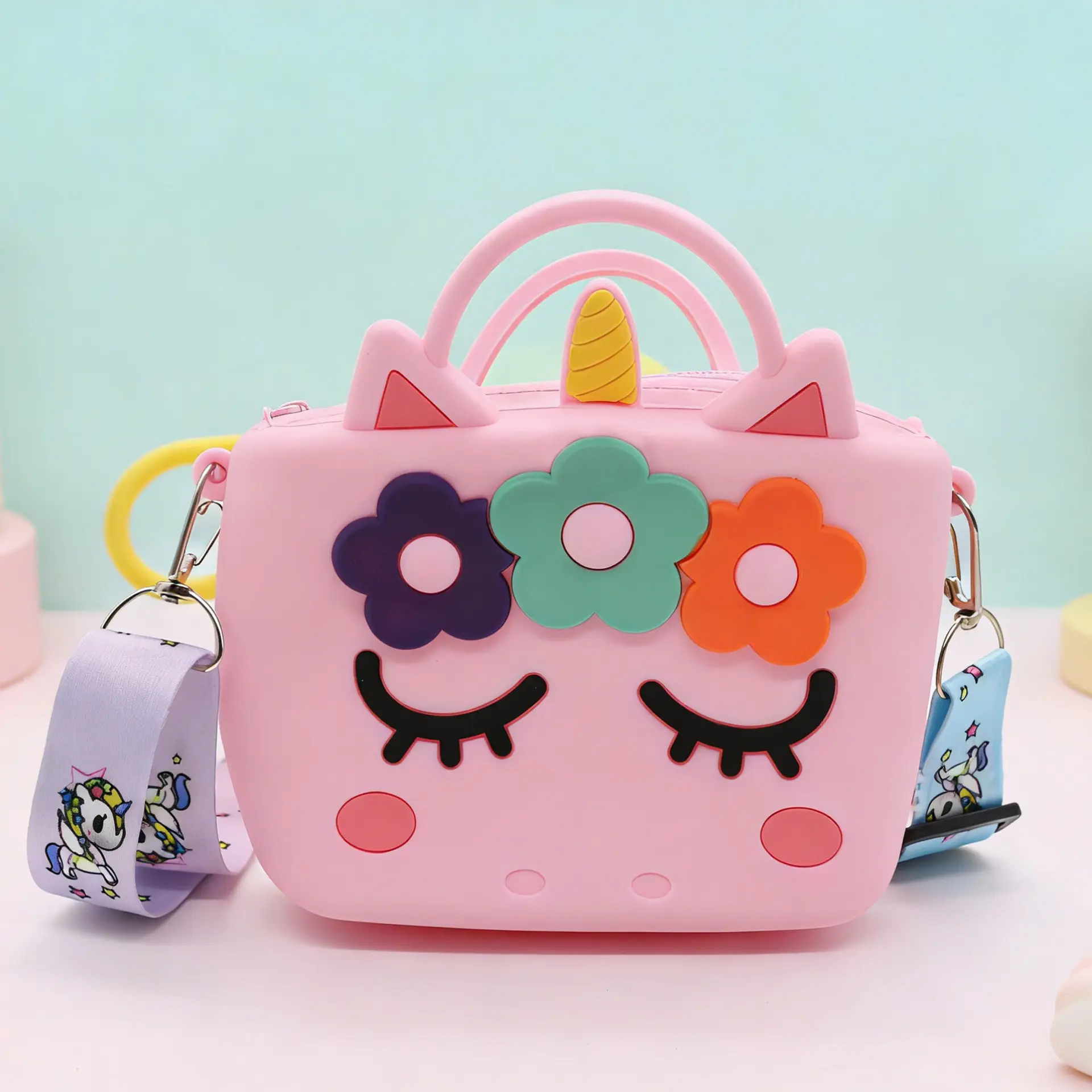 Unicorn Press Bubble Bag for Kids Crossbody Silicone Purse