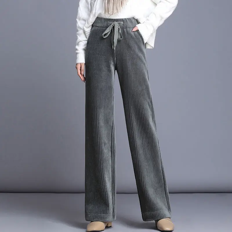 Women Corduroy Wide Leg Pants High Waist Drapey 2026 - Image 10