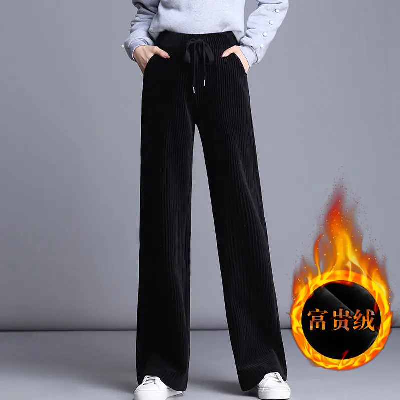 Women Corduroy Wide Leg Pants High Waist Drapey 2026 - Image 3