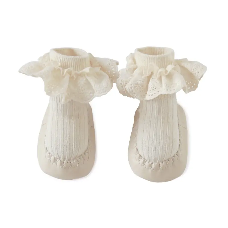 Cute Lace Baby Socks & Shoes Cream White