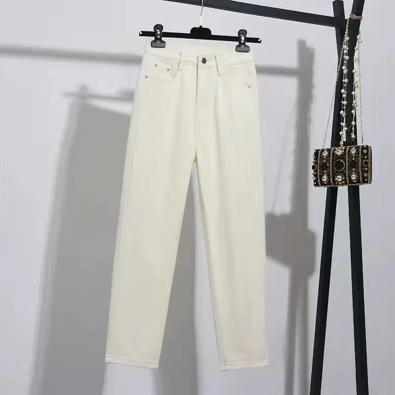 Women Denim Pear Figure High Waist Pants Set - Image 4