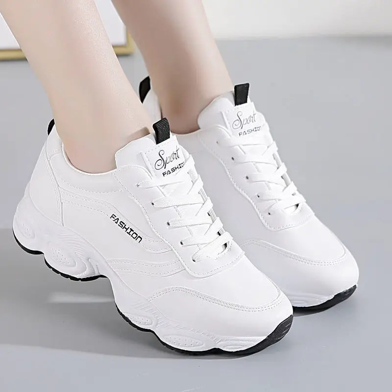 Women White Leather Thick Board Shoes 2025 - Image 4