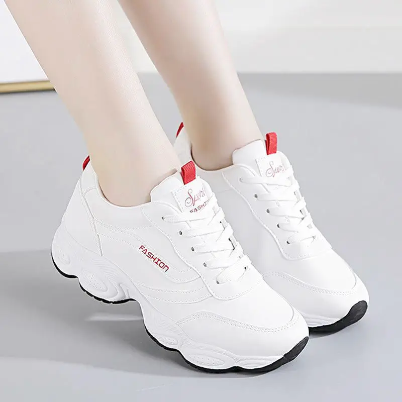 Women White Leather Thick Board Shoes 2025 - Image 5
