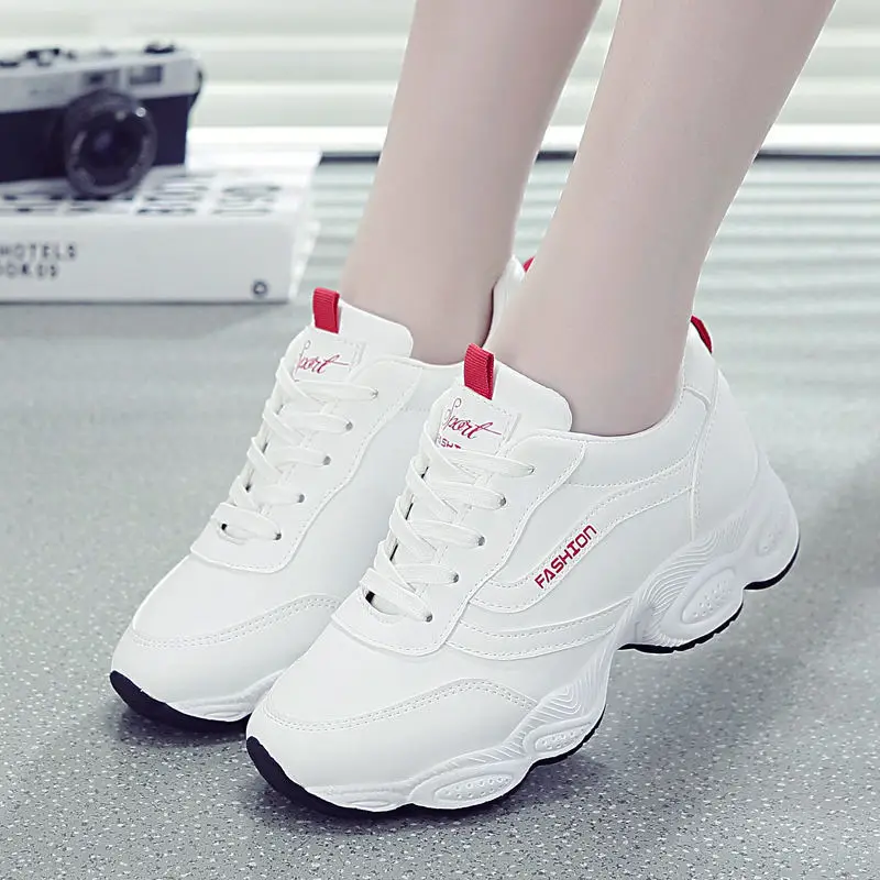 Women White Leather Thick Board Shoes 2025 - Image 2