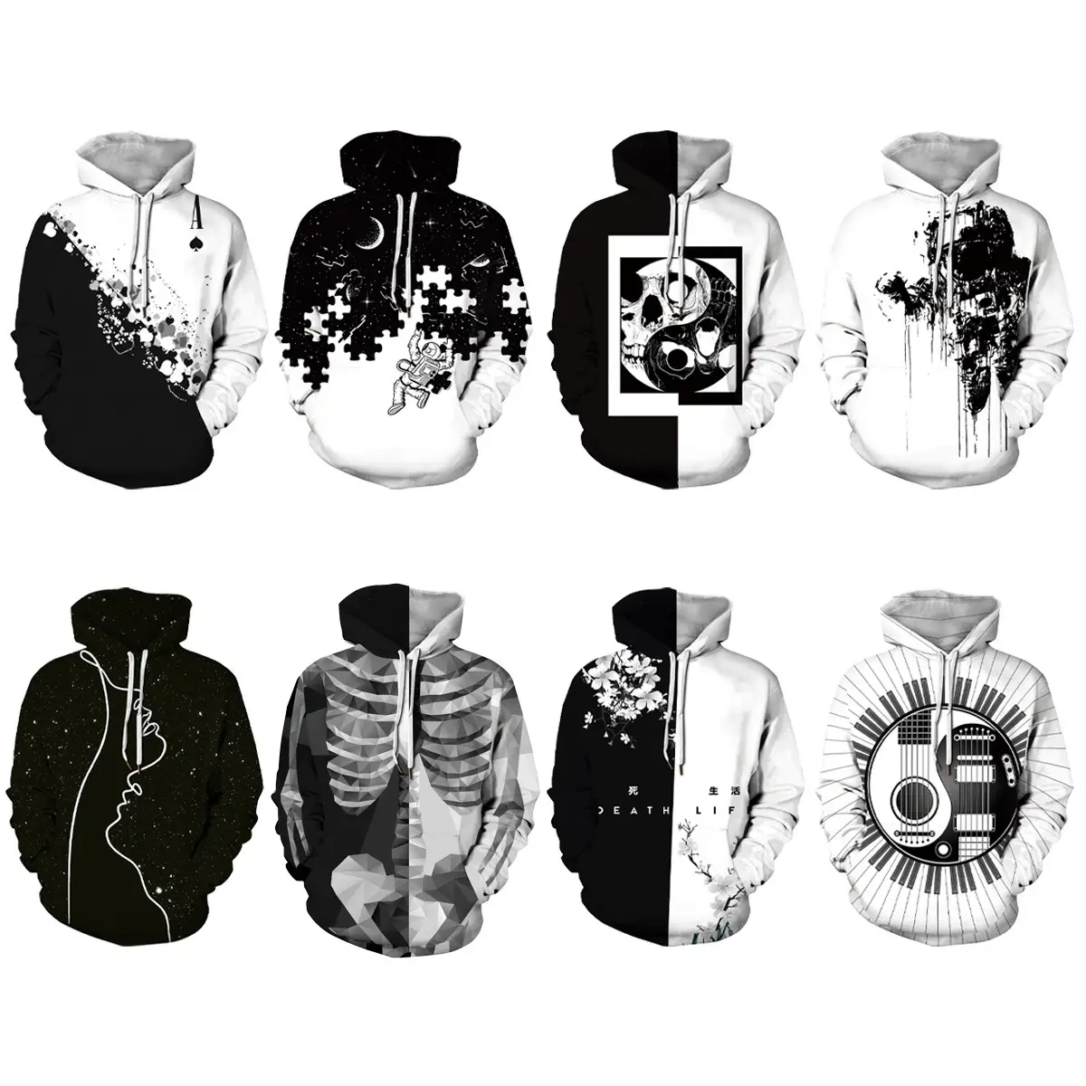 Cross-Branded Skull Digital Print Hoodie for Women
