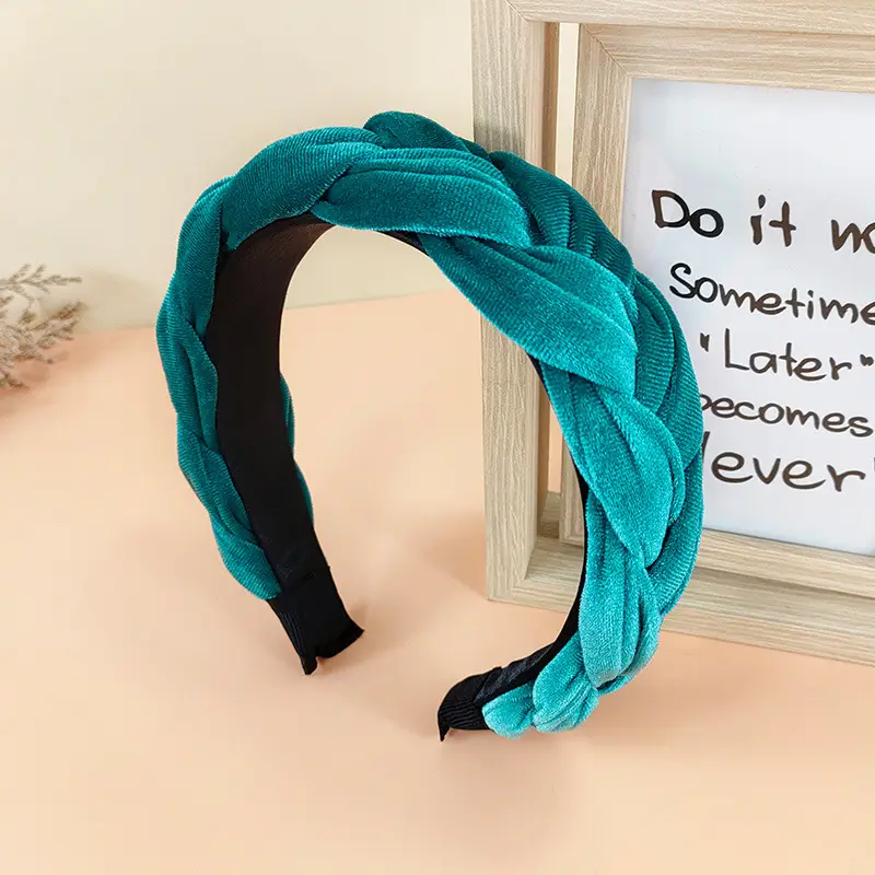 Lake blue velvet woven headband
