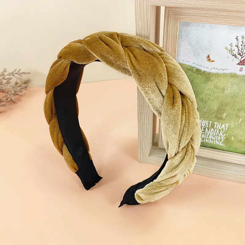 Yellow Velvet Woven Hair Band