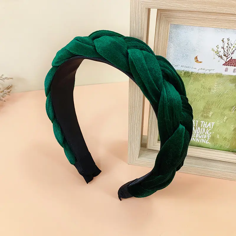 Dark green velvet woven headband