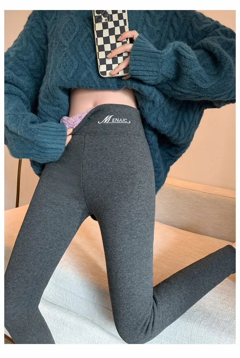 Women Winter Slim Fit Fleece Leggings Black Warm — feature 14