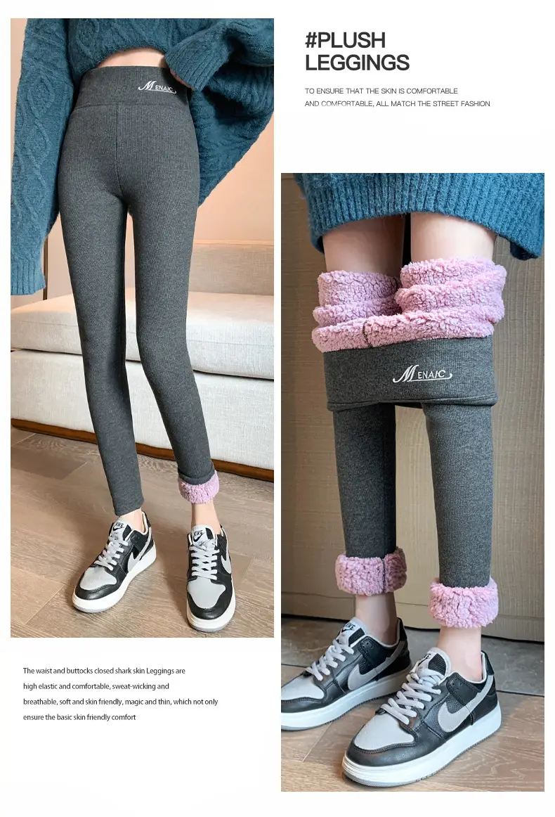 Women Winter Slim Fit Fleece Leggings Black Warm — feature 16