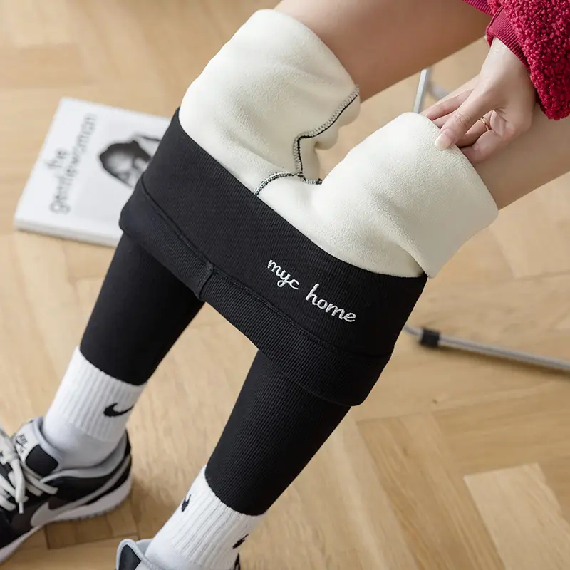 Women Winter Slim Fit Fleece Leggings Black Warm - Image 7