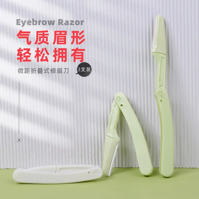 Stainless Steel Eyebrow Blade 3 Pack Folding Sharp - Image 4