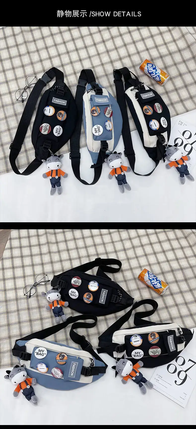 Trendy Men's Crossbody Shoulder Bag with Buttons — feature 14