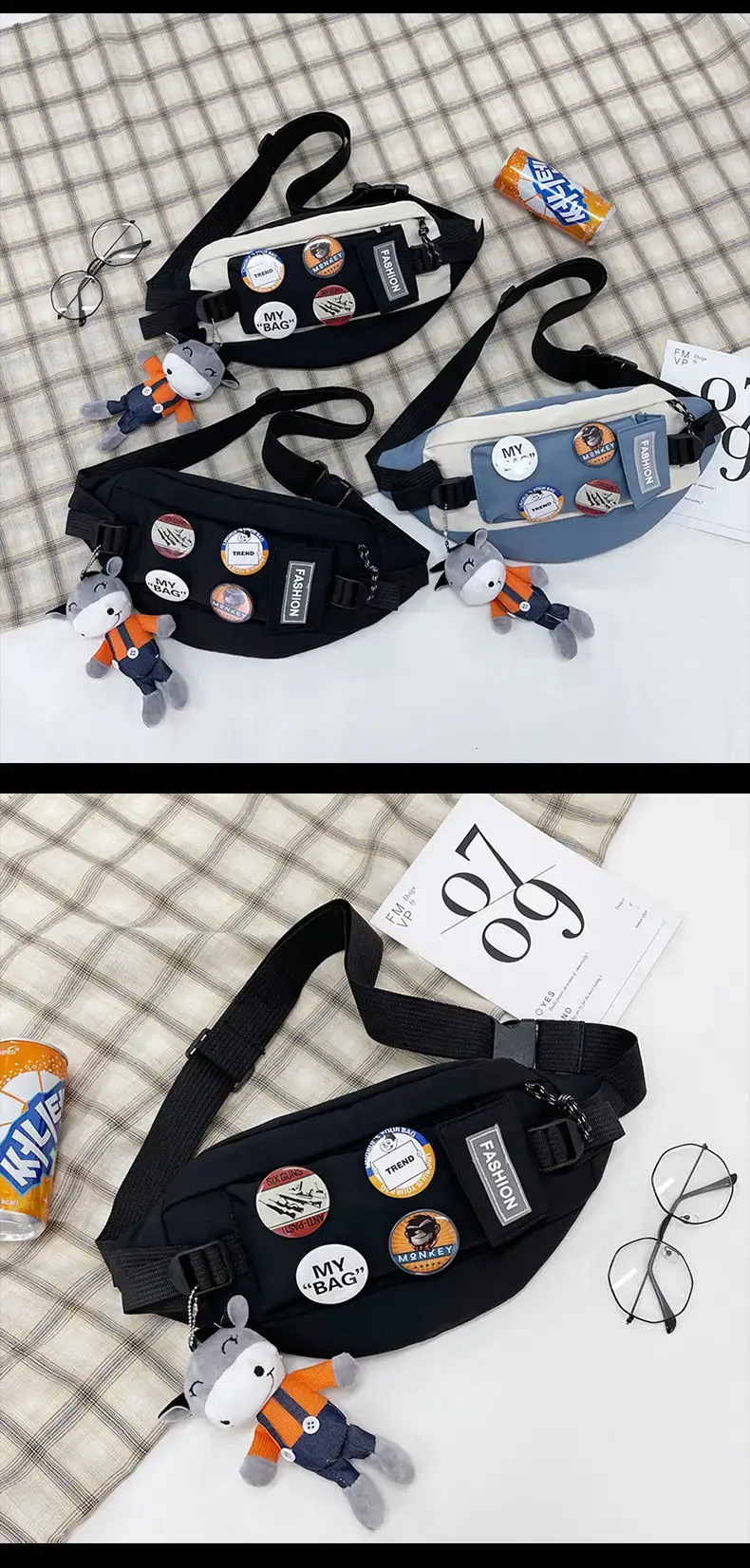 Trendy Men's Crossbody Shoulder Bag with Buttons — feature 15
