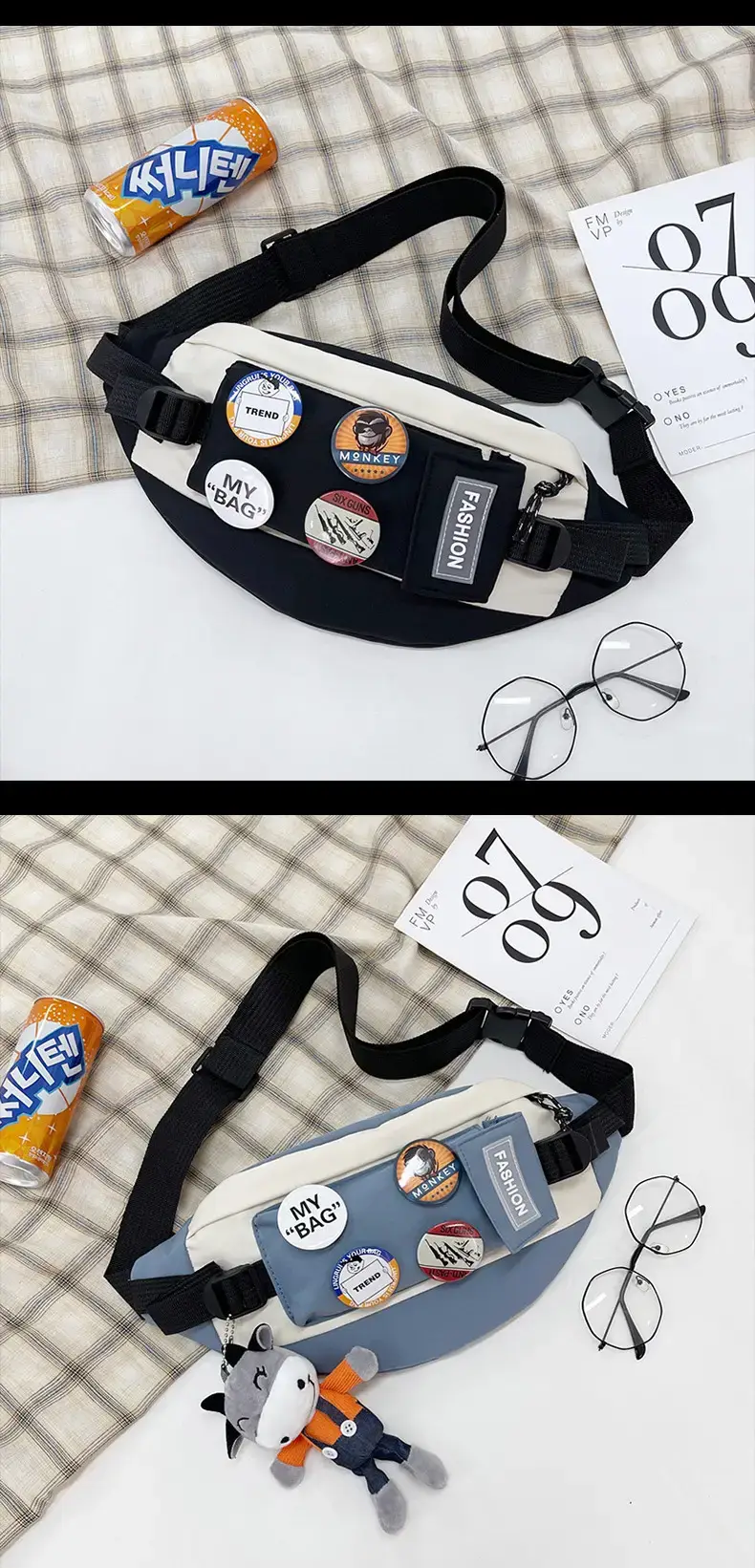 Trendy Men's Crossbody Shoulder Bag with Buttons — feature 17
