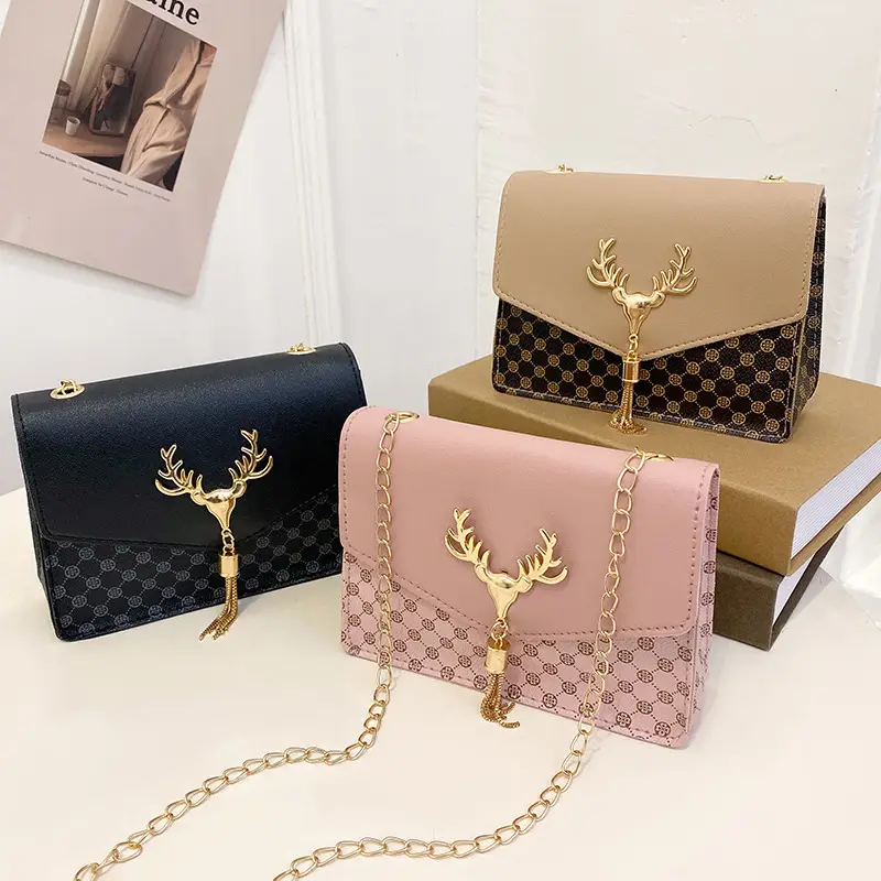 Fawn Tassel Crossbody Bag with Gold Chain - Image 9