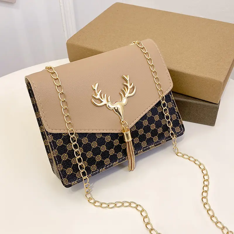 Fawn Tassel Crossbody Bag with Gold Chain - Image 4