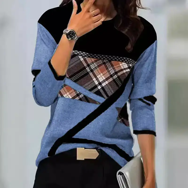 2022 Cross-Body Plaid T-Shirt Women Maroon Black - Image 8