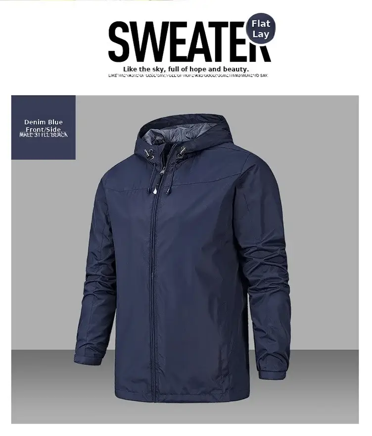 Men's Full-Zip Hooded Jacket Blue — feature 11