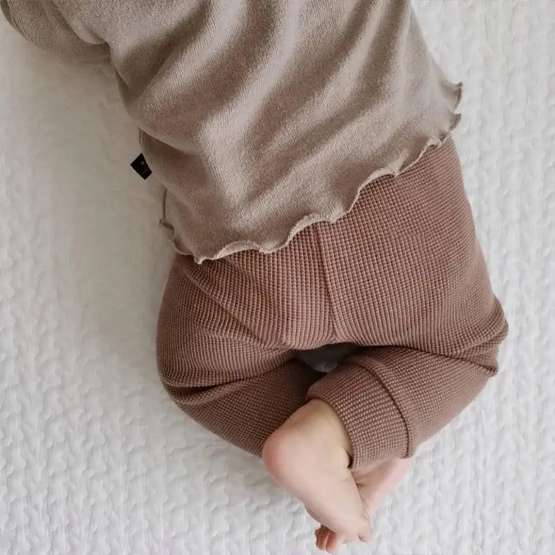 Baby Striped Trousers Brown Cotton Leggings Set - Image 4