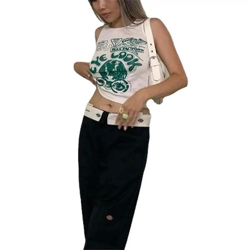 Women's Sleeveless Portrait Printed Vest White 2024 - Image 8