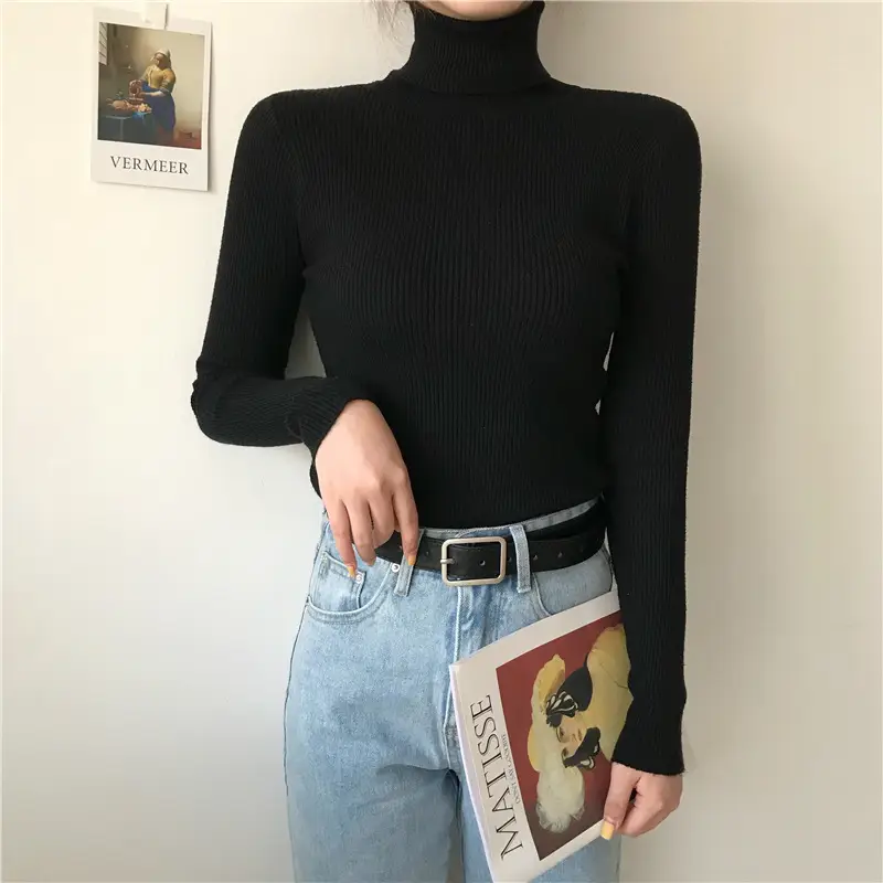 Women's High Collar Solid Color Sweater Top — feature 25