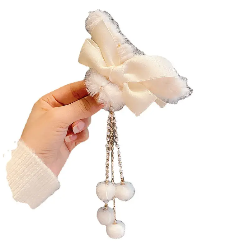 Plush Tassel Hair Clips for Girls & Women