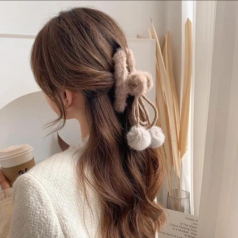 Plush Tassel Hair Clips for Girls & Women