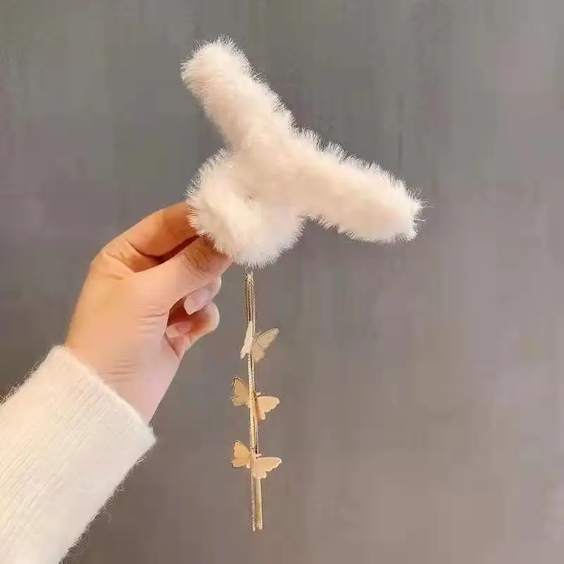Plush Tassel Hair Clips for Girls & Women