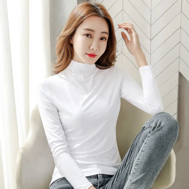 Plus Size Korean Style Turtleneck Underwear White - Image 11