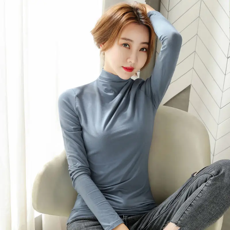 Plus Size Korean Style Turtleneck Underwear White - Image 12