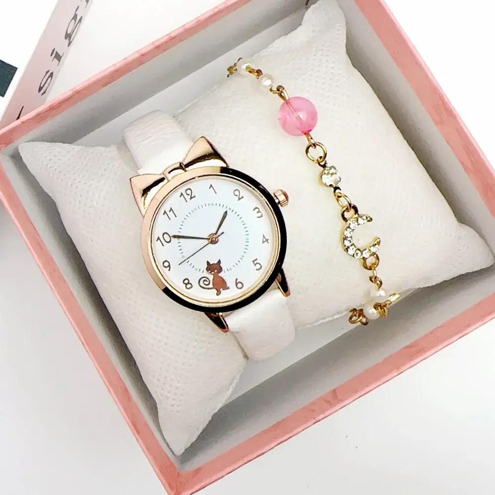 Ladies Watch Pink Cat Design Quartz Bracelet - Image 12