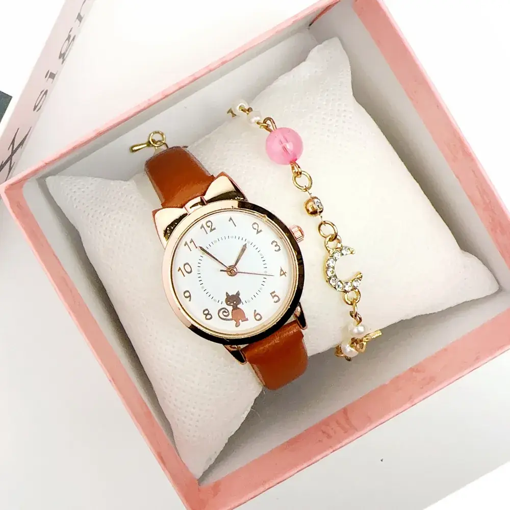 Ladies Watch Pink Cat Design Quartz Bracelet - Image 15