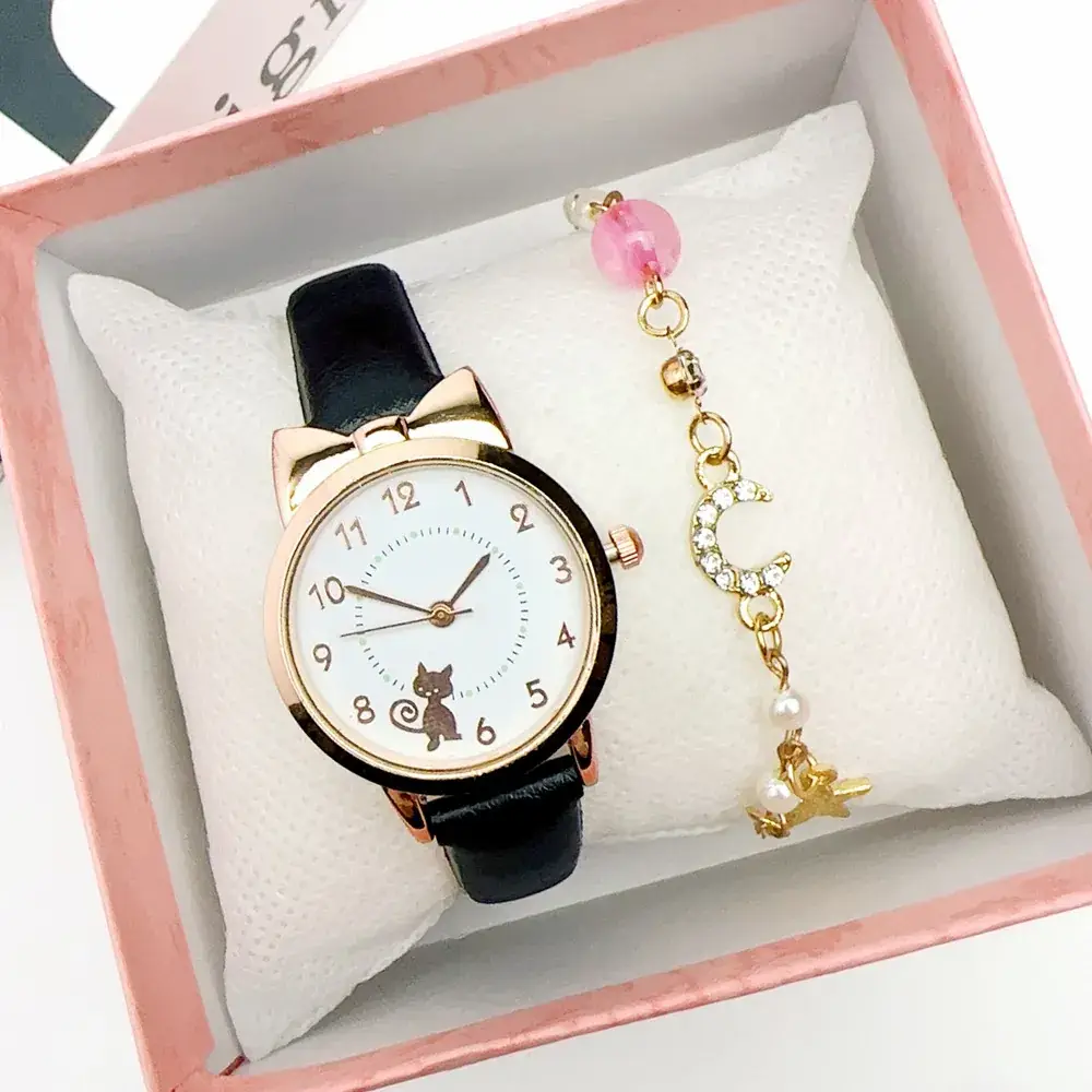 Ladies Watch Pink Cat Design Quartz Bracelet - Image 14