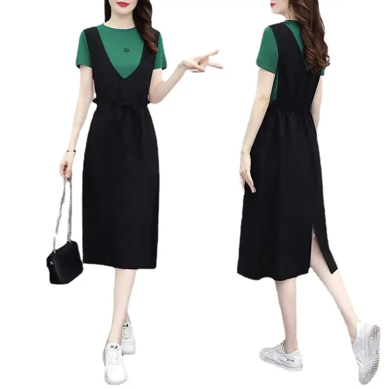Black Strap Dress Women Long Loose Summer Casual
