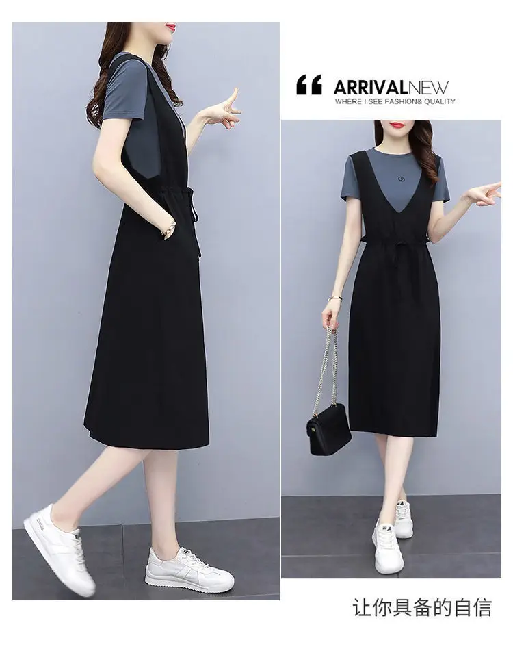 Black Strap Dress Women Long Loose Summer Casual — feature 12