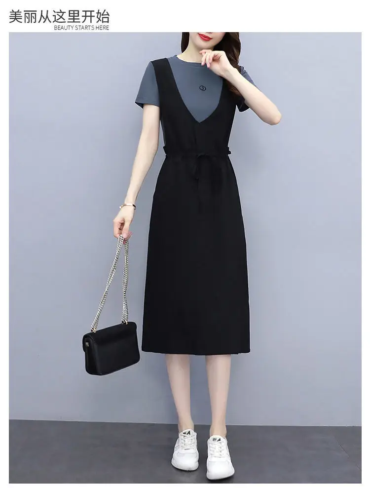 Black Strap Dress Women Long Loose Summer Casual — feature 13
