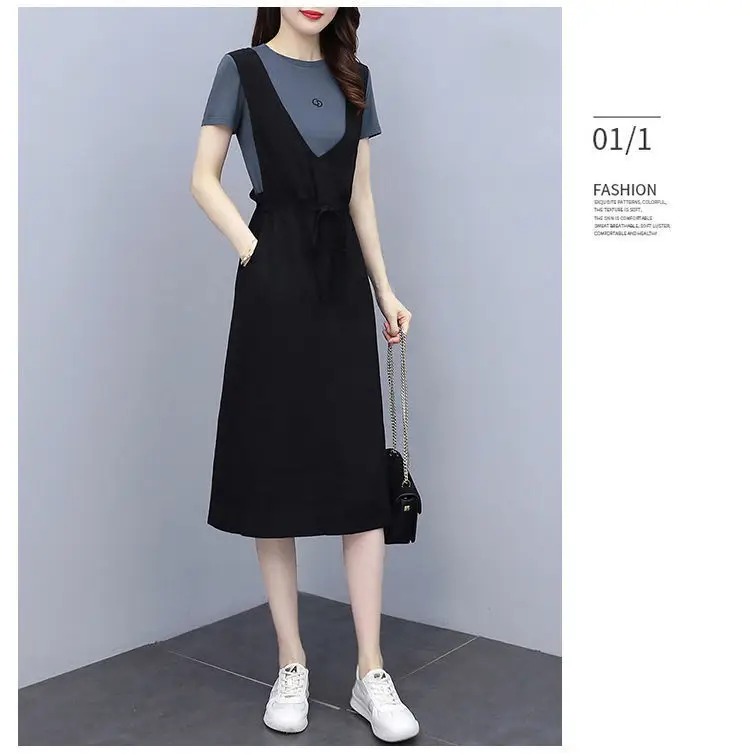 Black Strap Dress Women Long Loose Summer Casual — feature 14