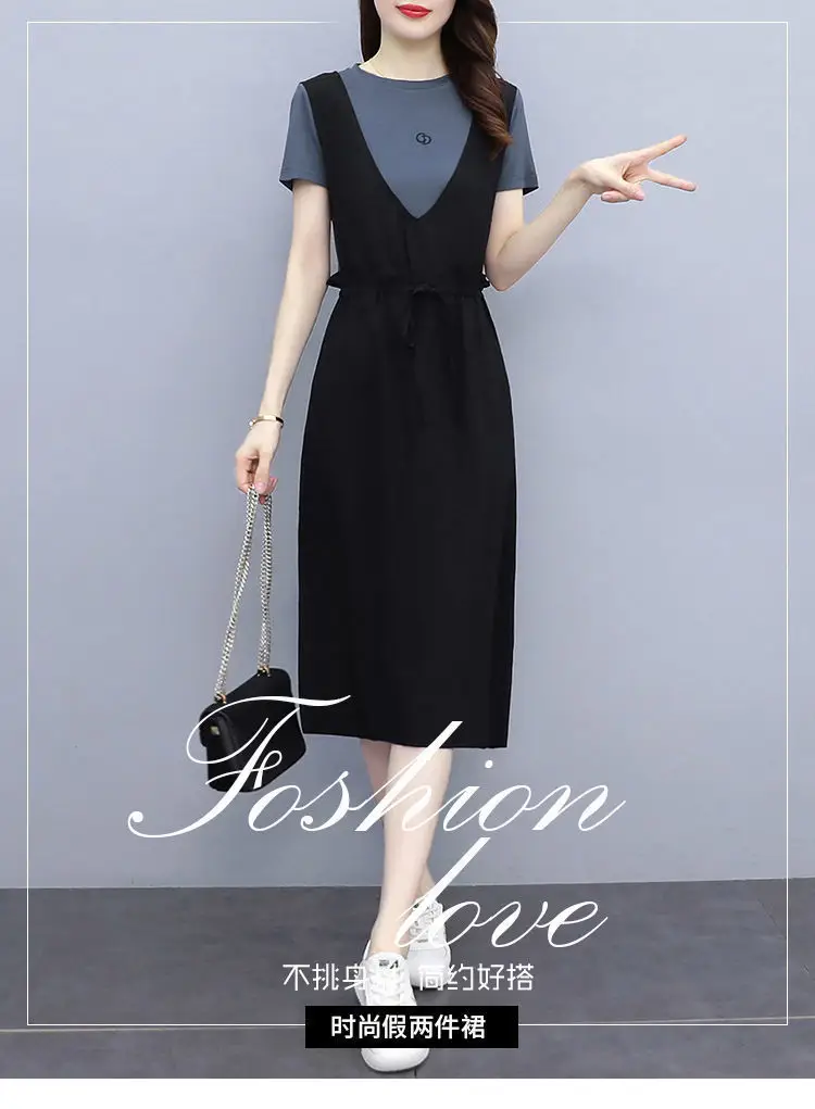 Black Strap Dress Women Long Loose Summer Casual — feature 2